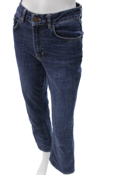La Ligne Women Bootcut Jeans Blue High Rise Cotton Blend Button Fly Size 24