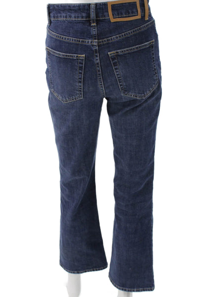 La Ligne Women Bootcut Jeans Blue High Rise Cotton Blend Button Fly Size 24