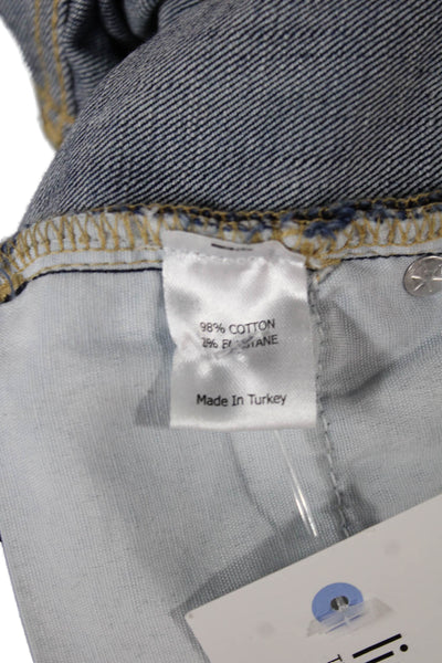 La Ligne Women Bootcut Jeans Blue High Rise Cotton Blend Button Fly Size 24