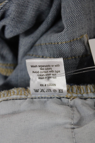 La Ligne Women Bootcut Jeans Blue High Rise Cotton Blend Button Fly Size 24