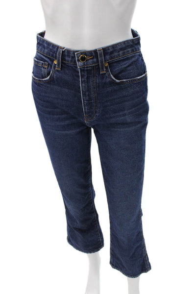 Khaite Womens Bootcut Jeans Blue High Rise Cotton Button Inseam 24 Size 25