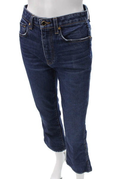 Khaite Womens Bootcut Jeans Blue High Rise Cotton Button Inseam 24 Size 25