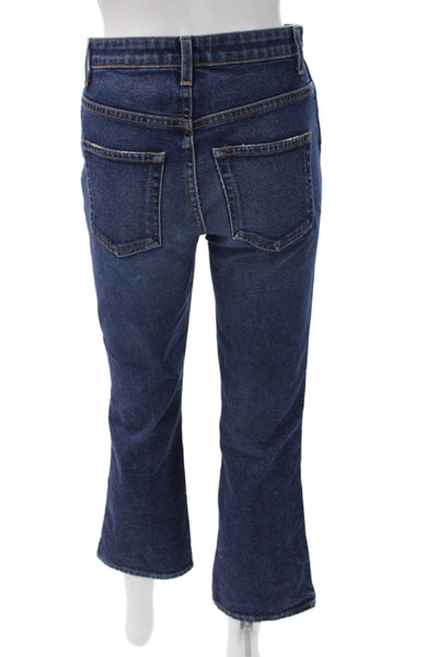 Khaite Womens Bootcut Jeans Blue High Rise Cotton Button Inseam 24 Size 25