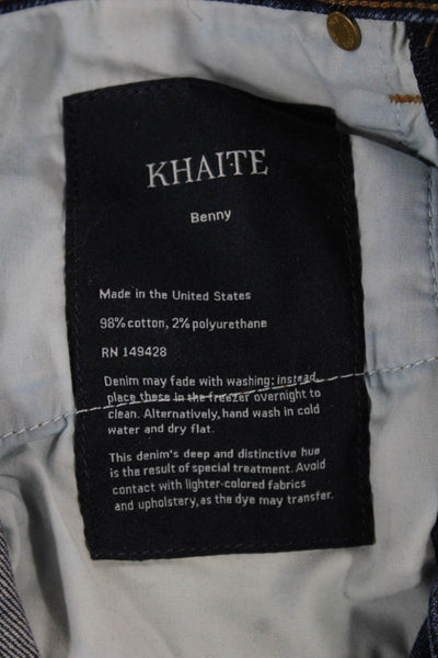 Khaite Womens Bootcut Jeans Blue High Rise Cotton Button Inseam 24 Size 25