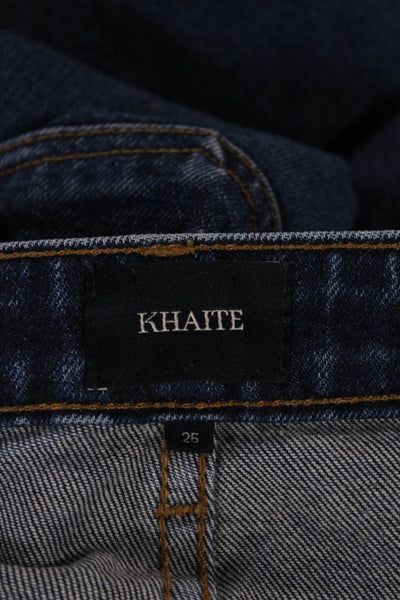 Khaite Womens Bootcut Jeans Blue High Rise Cotton Button Inseam 24 Size 25