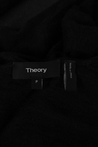 Theory Womens Black Linen V-Neck Cardigan 3/4 Sleeve Size 0P