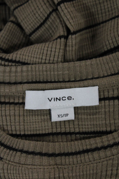 Vince Women Basic Striped 3/4 Sleeve Cotton Tee Round Neck Size XS