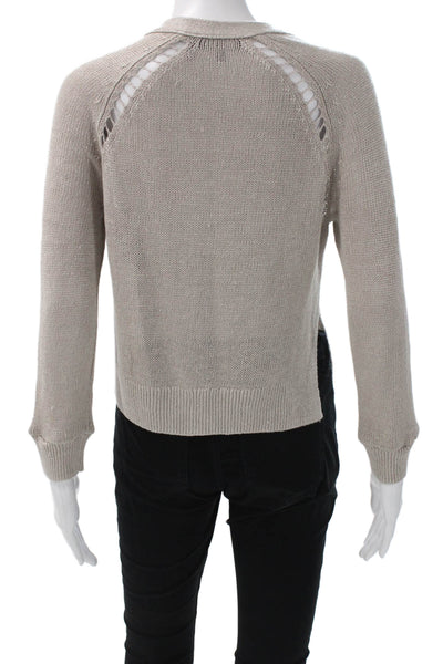 Theory Women Cardigan Linen V Neck Long Sleeve Beige Size 0P