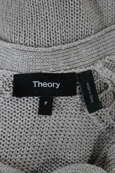 Theory Women Cardigan Linen V Neck Long Sleeve Beige Size 0P