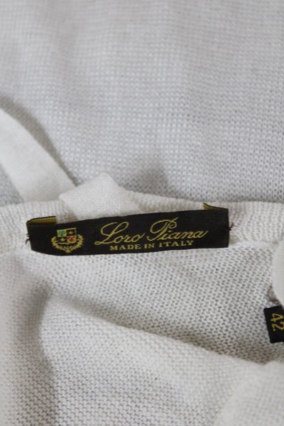 Loro Piana Women Tunic Sweater Linen Ivory Scoop Neck Short Sleeve Size 42