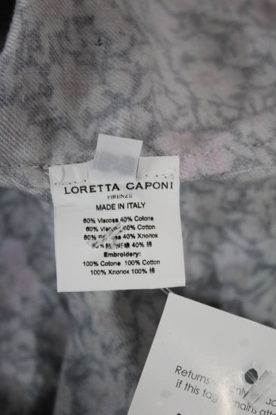Loretta Caponi Women Viscose Floral High Neck Blouse Long Sleeve Size S