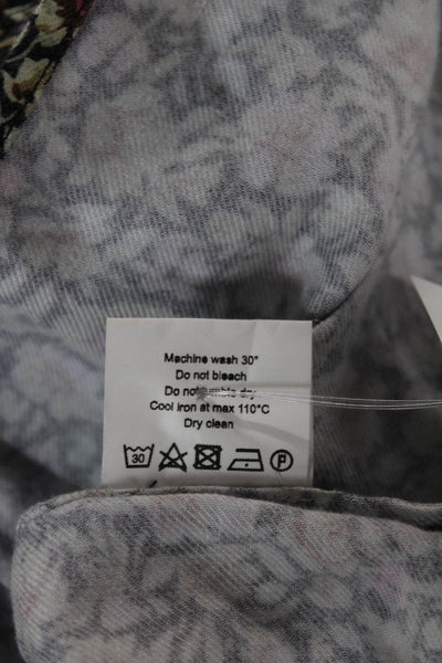 Loretta Caponi Women Viscose Floral High Neck Blouse Long Sleeve Size S