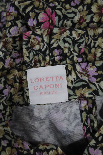 Loretta Caponi Women Viscose Floral High Neck Blouse Long Sleeve Size S