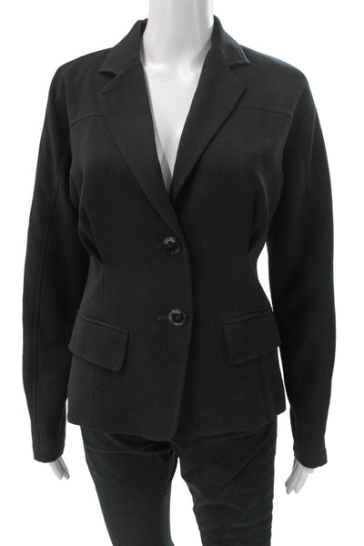 Max Mara Womens Black Acetate Pantsuit Long Sleeve Button Size 8