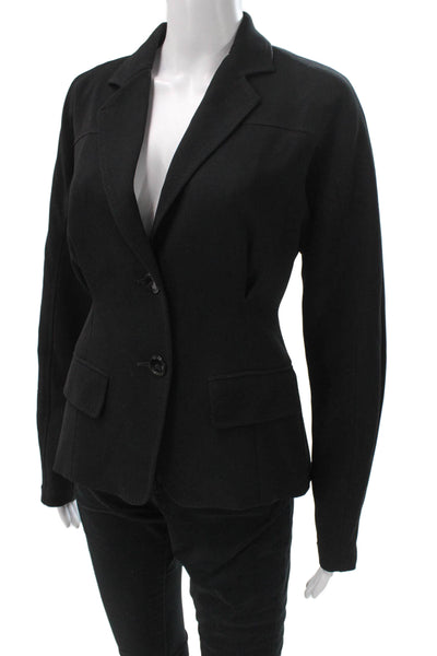 Max Mara Womens Black Acetate Pantsuit Long Sleeve Button Size 8