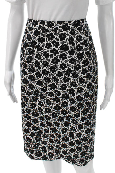 Love Moschino Womens Black Floral Cotton Straight Pencil Skirt Zip Size 8