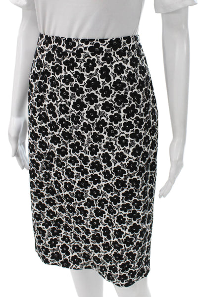 Love Moschino Womens Black Floral Cotton Straight Pencil Skirt Zip Size 8
