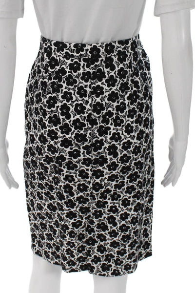 Love Moschino Womens Black Floral Cotton Straight Pencil Skirt Zip Size 8