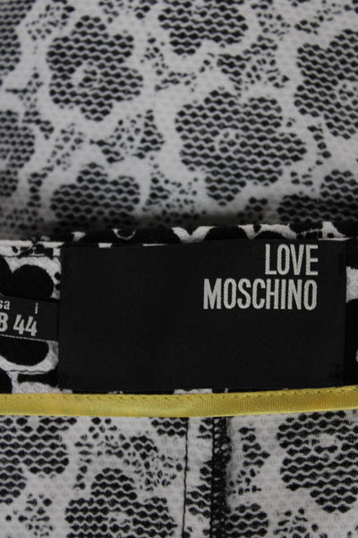 Love Moschino Womens Black Floral Cotton Straight Pencil Skirt Zip Size 8
