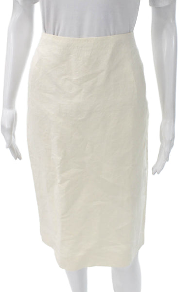 Ralph Lauren Collection Womens Ivory Linen Straight Pencil Skirt Knee Size 10