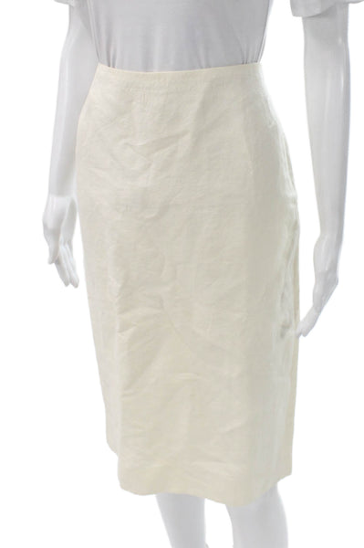 Ralph Lauren Collection Womens Ivory Linen Straight Pencil Skirt Knee Size 10