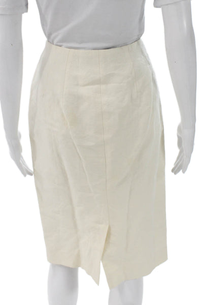 Ralph Lauren Collection Womens Ivory Linen Straight Pencil Skirt Knee Size 10