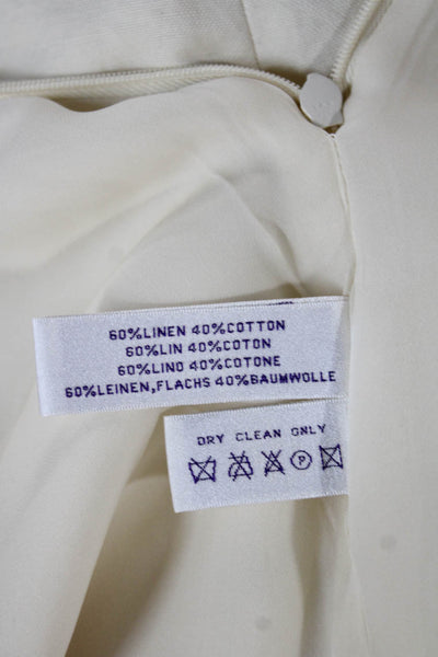 Ralph Lauren Collection Womens Ivory Linen Straight Pencil Skirt Knee Size 10