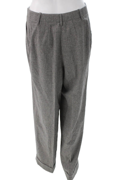 Lafayette 148 New York Womens Dress Pants Gray Virgin Wool Zip Size 8