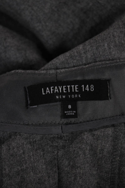 Lafayette 148 New York Womens Dress Pants Gray Virgin Wool Zip Size 8