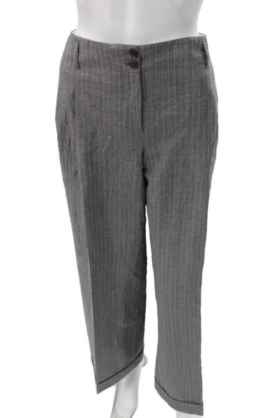 Michael Kors Women Cropped Striped Wool Pants Gray Size 10