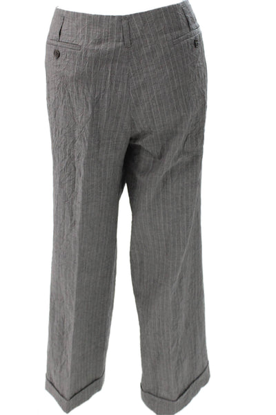 Michael Kors Women Cropped Striped Wool Pants Gray Size 10