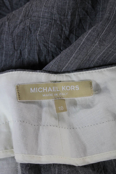 Michael Kors Women Cropped Striped Wool Pants Gray Size 10