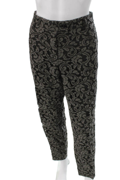 Moschino Cheap & Chic Women Ankle Pants Black Floral Rayon Button Size 12