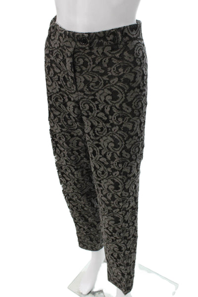 Moschino Cheap & Chic Women Ankle Pants Black Floral Rayon Button Size 12