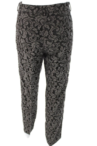 Moschino Cheap & Chic Women Ankle Pants Black Floral Rayon Button Size 12