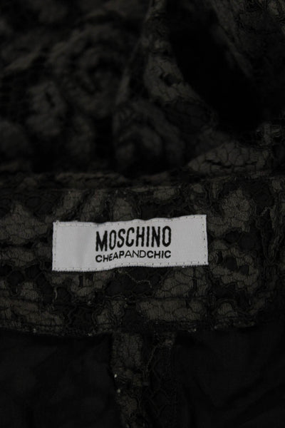 Moschino Cheap & Chic Women Ankle Pants Black Floral Rayon Button Size 12