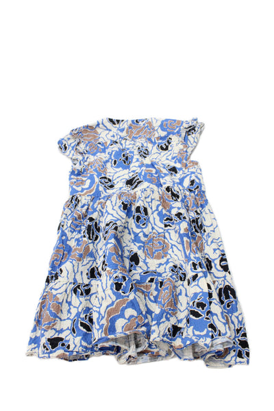 Tanya Taylor Girls Black Floral V-Neck Cap Sleeve Dress Cotton Size M