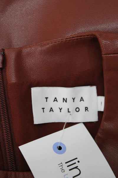 Tanya Taylor Girls Brown Zip Dress Short Sleeve Round Neck Size M