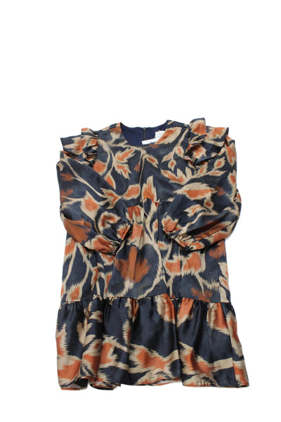 Tanya Taylor Girls Black Floral Dress Long Sleeve Size M