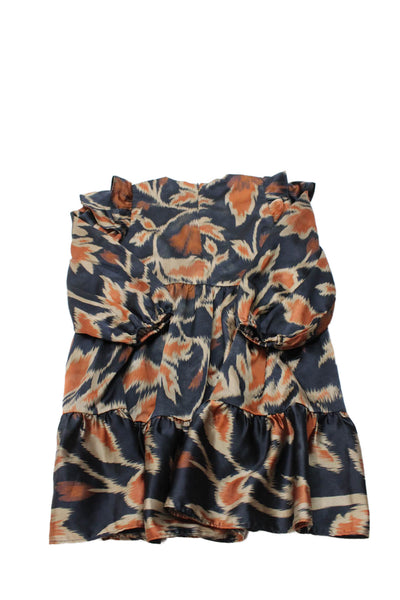Tanya Taylor Girls Black Floral Dress Long Sleeve Size M