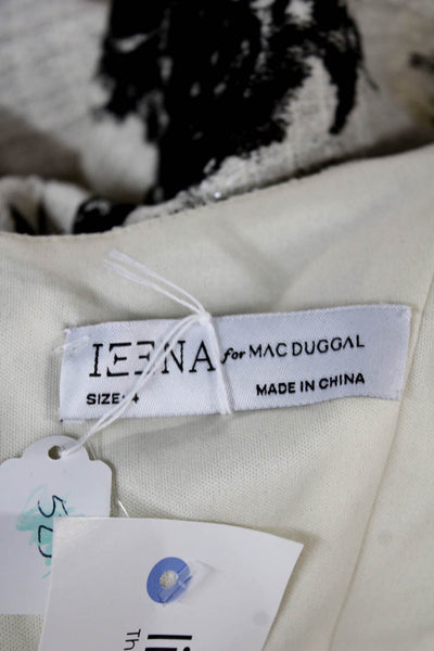 Ieena for MacDuggal Women Maxi Floral White Square Neck Polyester Dress Size 4