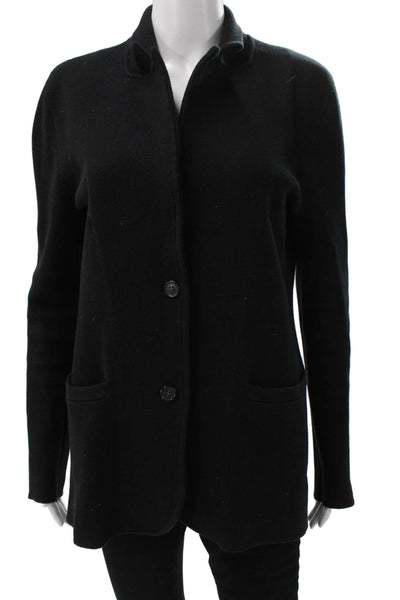 J Crew Womens Black Collared Button Cotton Cardigan Sweater Long Sleeve Size S