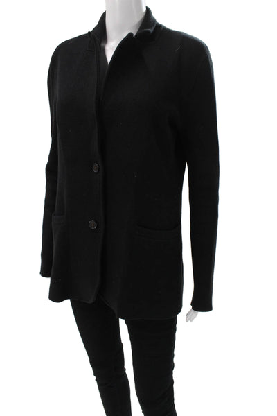 J Crew Womens Black Collared Button Cotton Cardigan Sweater Long Sleeve Size S