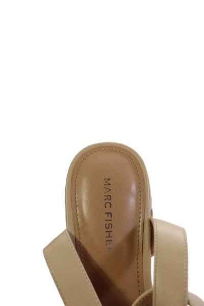 Marc Fisher Womens Block Heel Platform Woven Straw Ankle Strap Sandals Beige 7.5