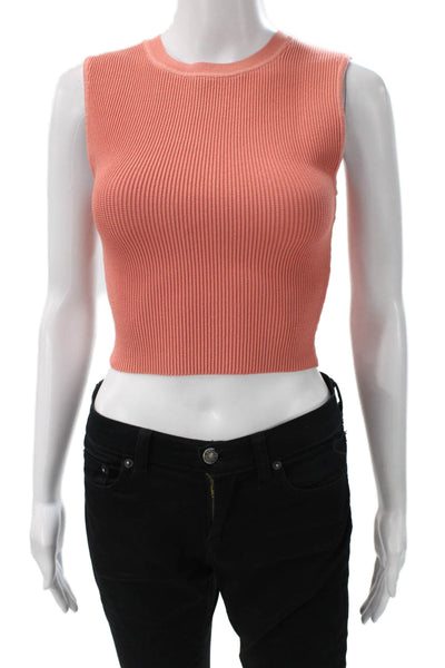 Babaton Womens Orange Cropped Tank Nylon Crew Neck Sleeveless Size S