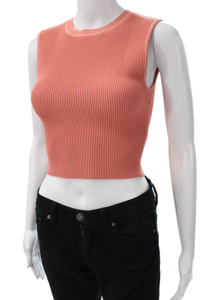 Babaton Womens Orange Cropped Tank Nylon Crew Neck Sleeveless Size S