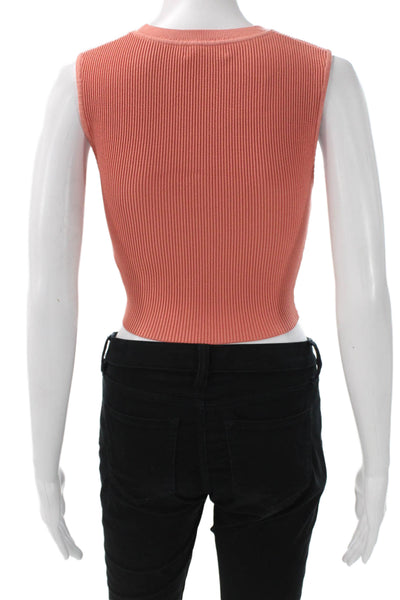 Babaton Womens Orange Cropped Tank Nylon Crew Neck Sleeveless Size S