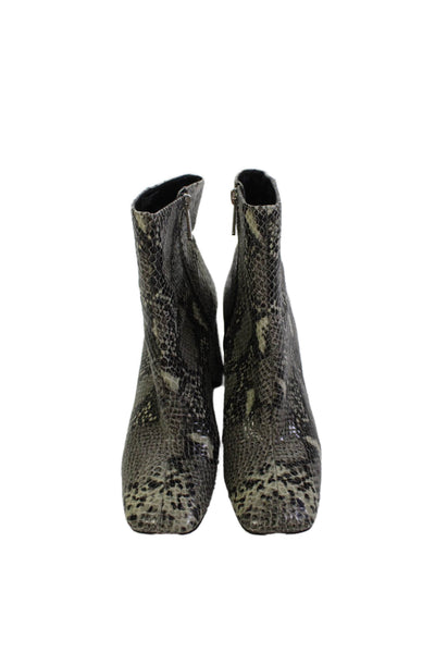 Charles by Charles David Womens Side Zip Block Heel Snake Printed Boots Gray 8.5