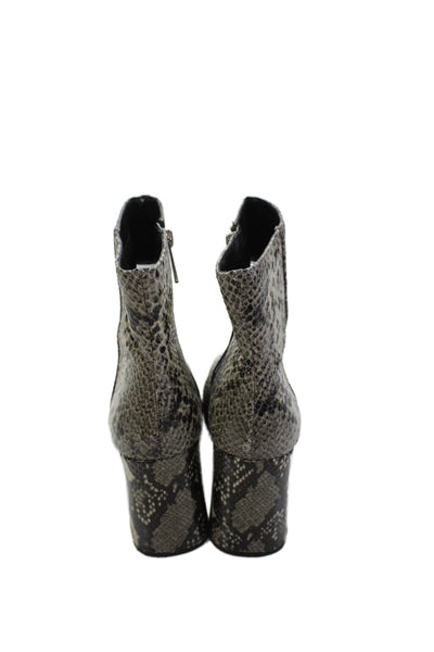 Charles by Charles David Womens Side Zip Block Heel Snake Printed Boots Gray 8.5