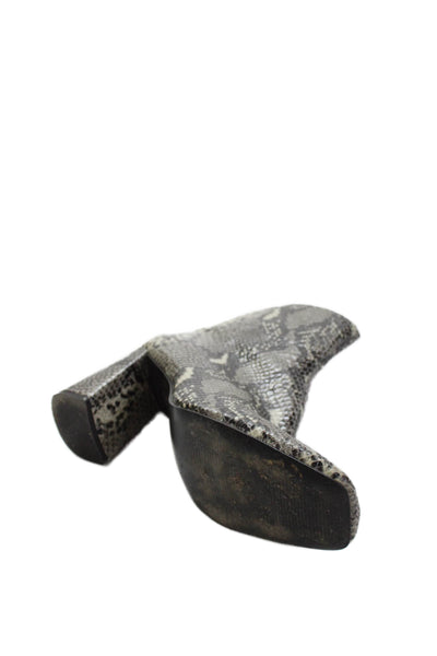 Charles by Charles David Womens Side Zip Block Heel Snake Printed Boots Gray 8.5